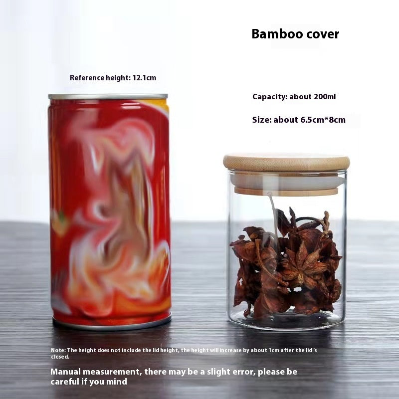 Borosilicate Glass Bamboo Cover Tea Sealed Jar