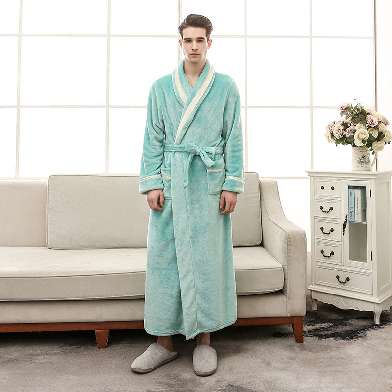 Men's And Women's Mosaic Inlaid Flannel Bathrobes