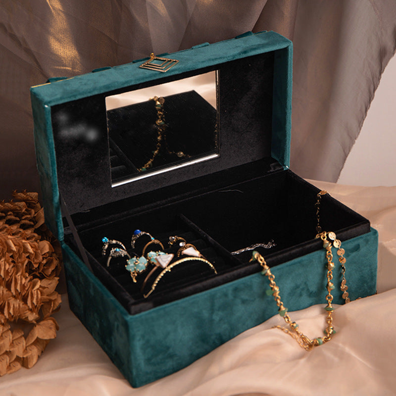 Boîte de rangement de bijoux Boîte de rangement en flanelle Boîte de rangement de bureau pour bijoux