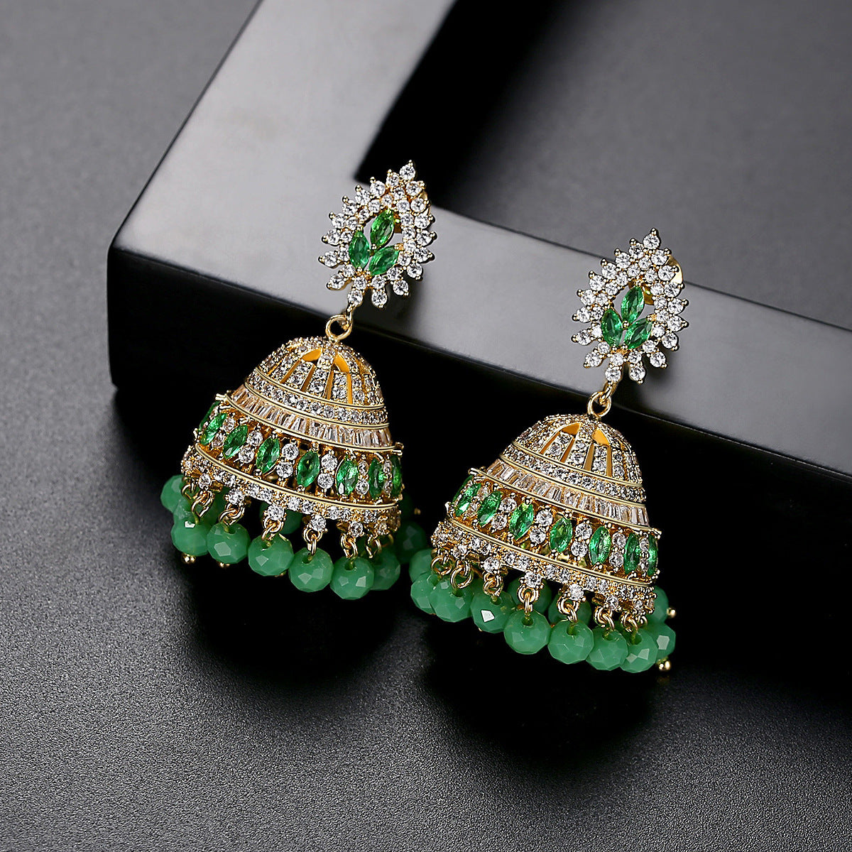European And American Fashion Exaggerated Earrings Copper Inlaid 3A Zircon