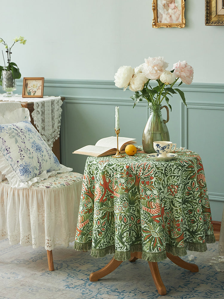 Fabric Linen Rectangular Vintage Tablecloth