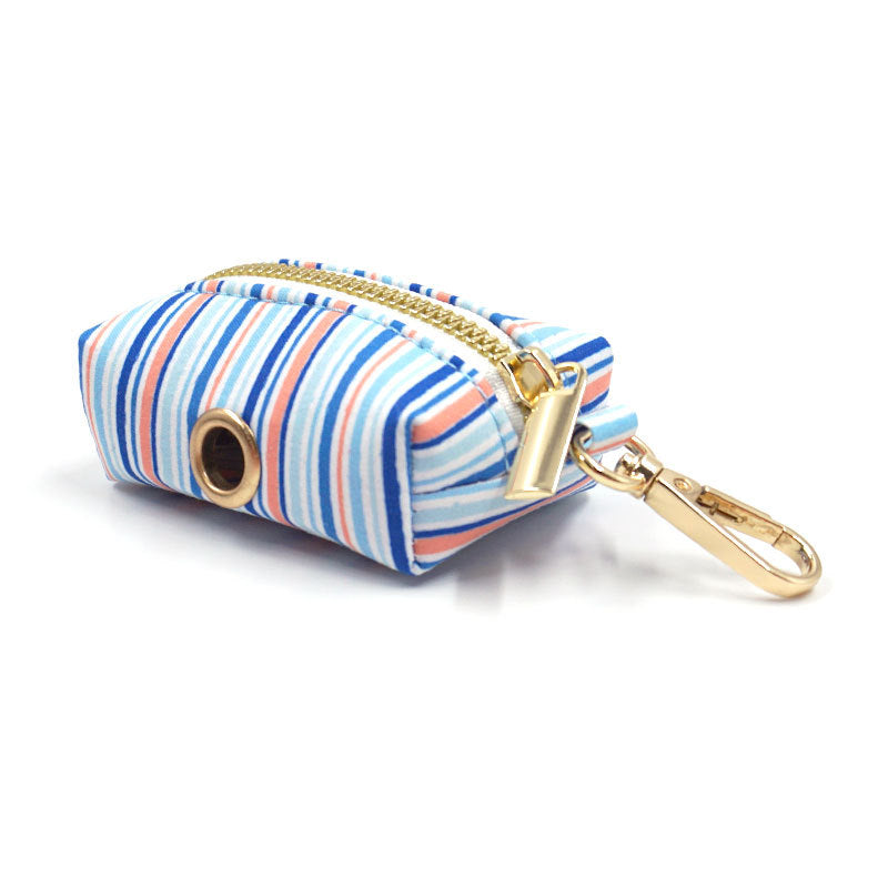 Striped Print Pet Chest And Back Leash Bow Trash Bag Set