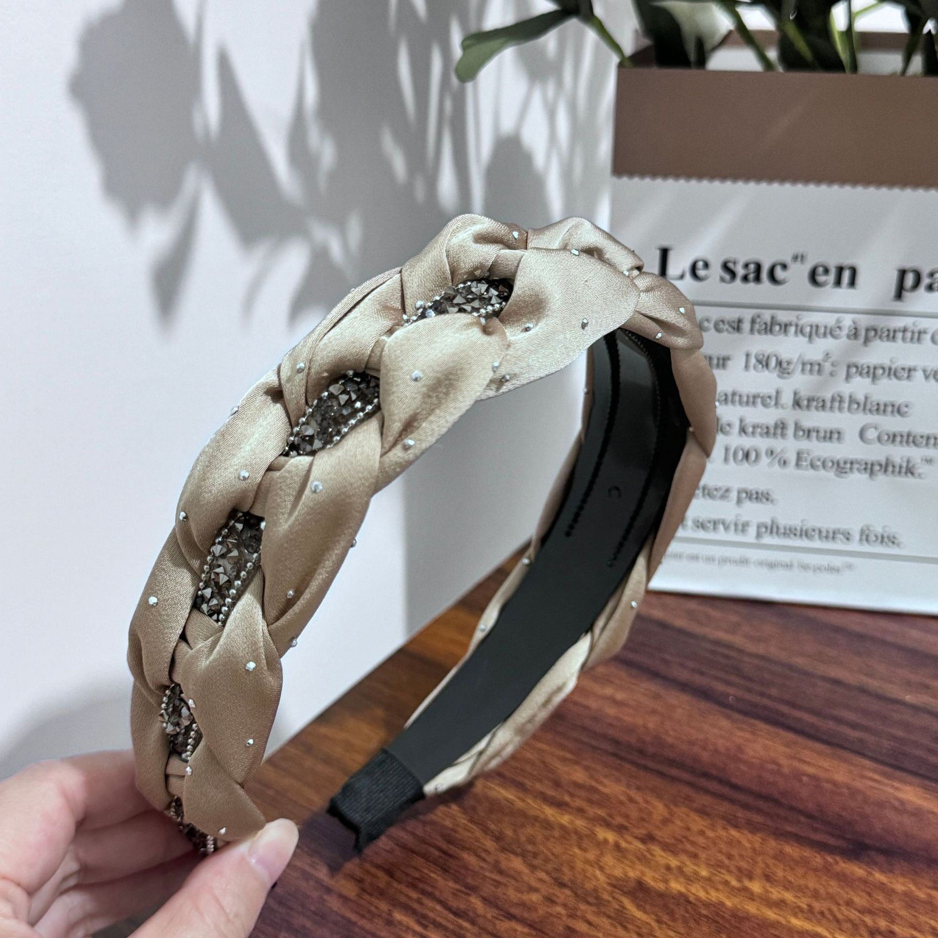 Headband High Skull Top Retro Black Full Diamond Broken Hair