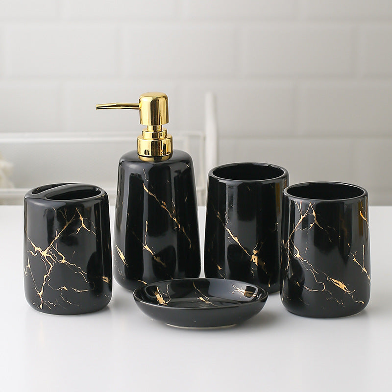 Five-piece Toilet Ceramic Bathroom Supplies Wash And Rinse Cup