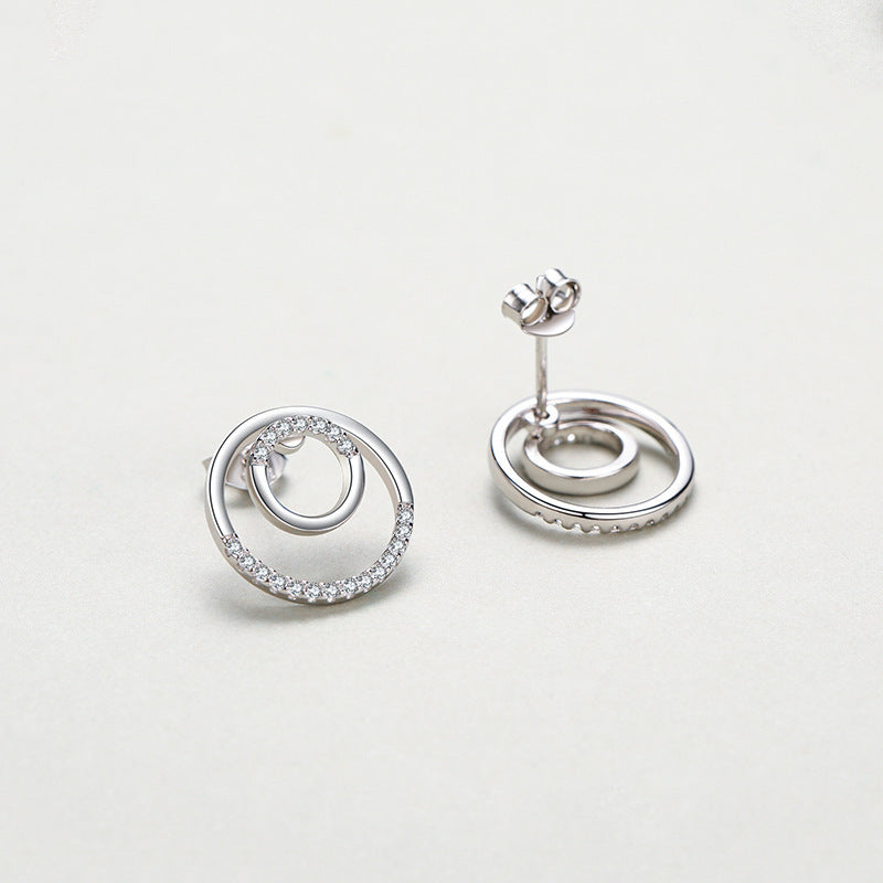 Stylish Round Micro Rhinestone Stud Earrings For Women