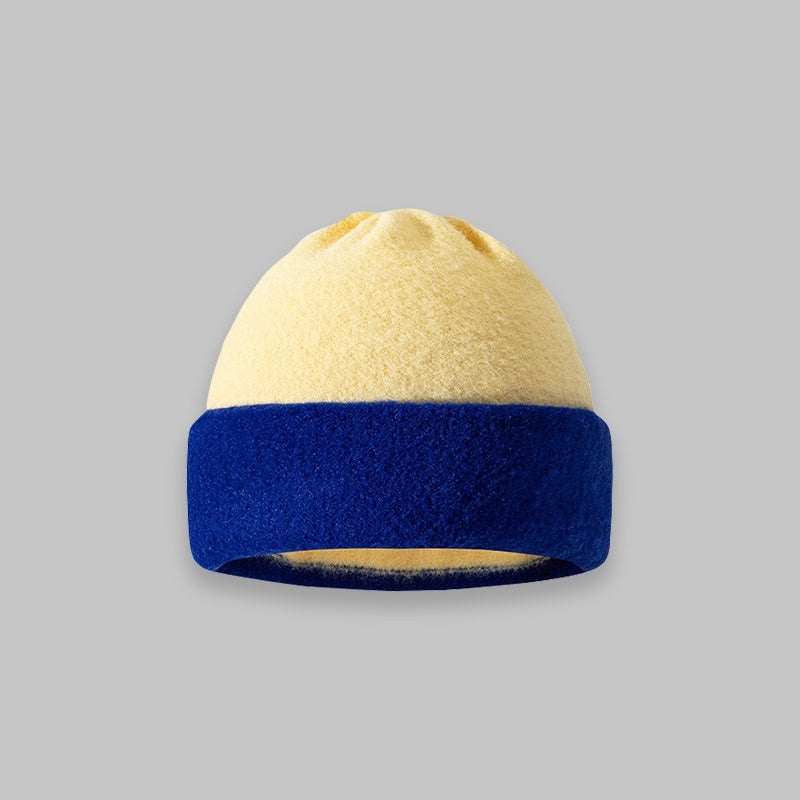 Color Blocking Knitting Fashion Retro Port Style Wool Hat Women