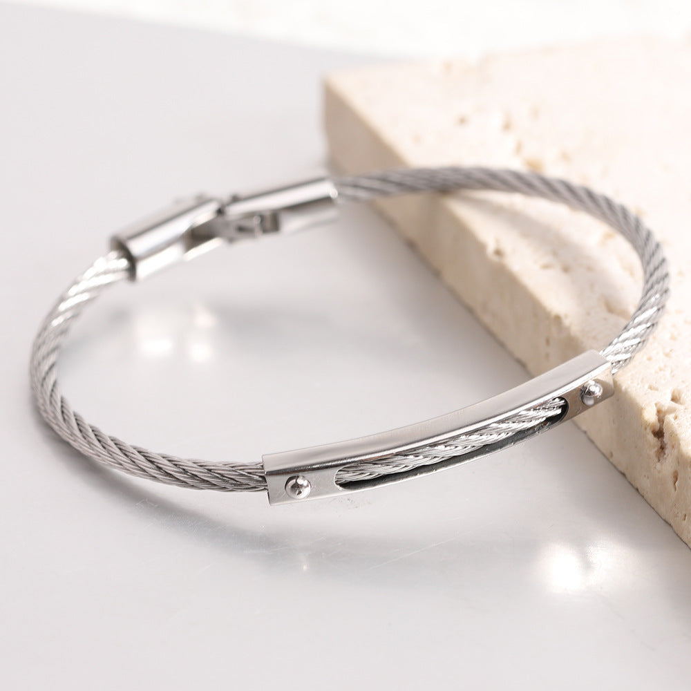 Long All-match Titanium Steel Cable Fashion Steel Wire Openable Bracelet