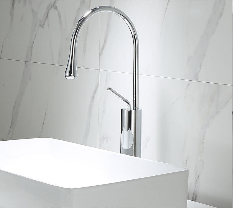 Water Drop Brushed Gold Copper Body Basin Wash Basin Rotating Faucet