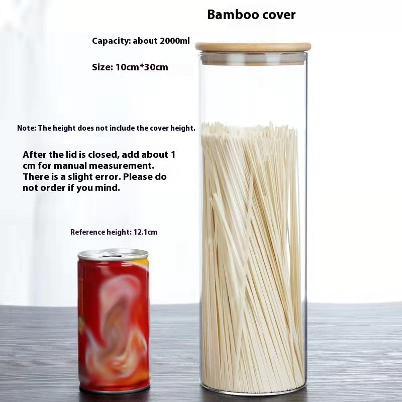 Borosilicate Glass Bamboo Cover Tea Sealed Jar