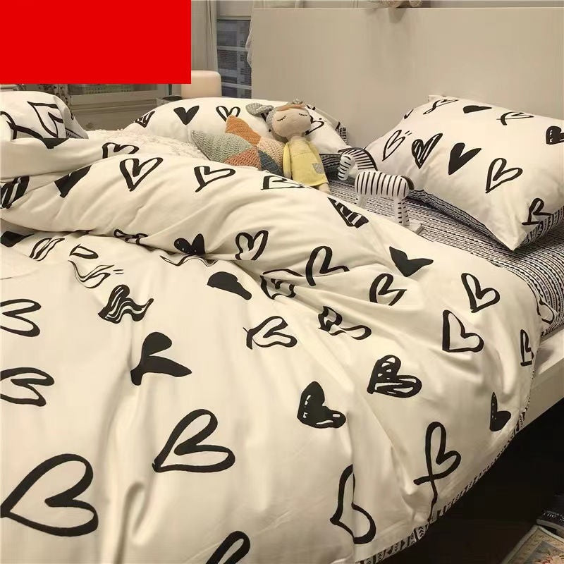 Cartoon Bear Four-piece Quilt Cover Sheet Bedding