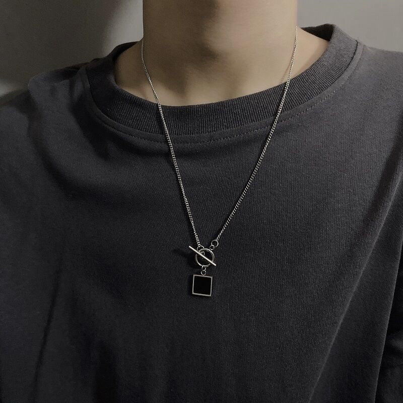 Trendy Male Hip-hop Titanium Steel Geometric Necklace