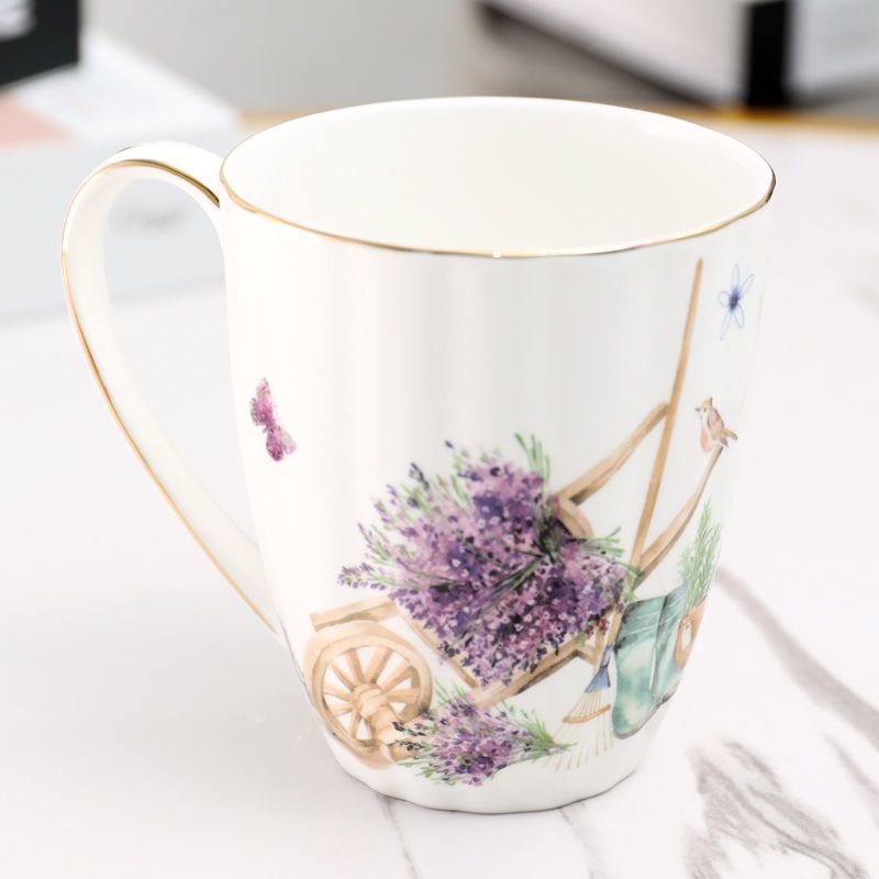 Ceramic Flower Tea Cup Coffee Suit Household Watchband Spoon