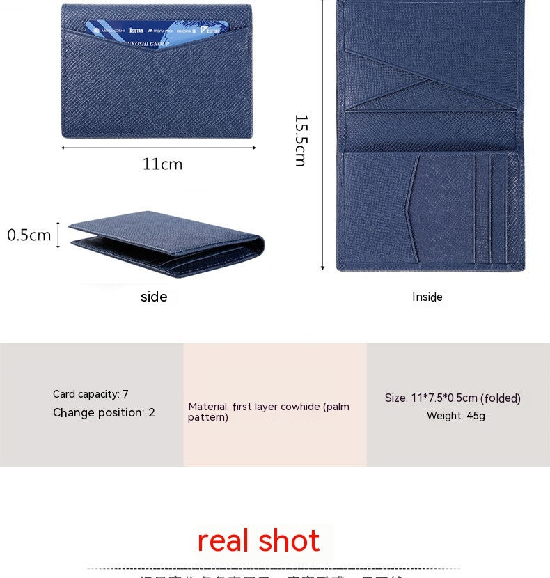 Genuine Leather Card Holder Cross-border Ultra-thin Multi-card-slot Card Clamp Portable Cow Leather Anti-theft Swiping Boutique Wallet