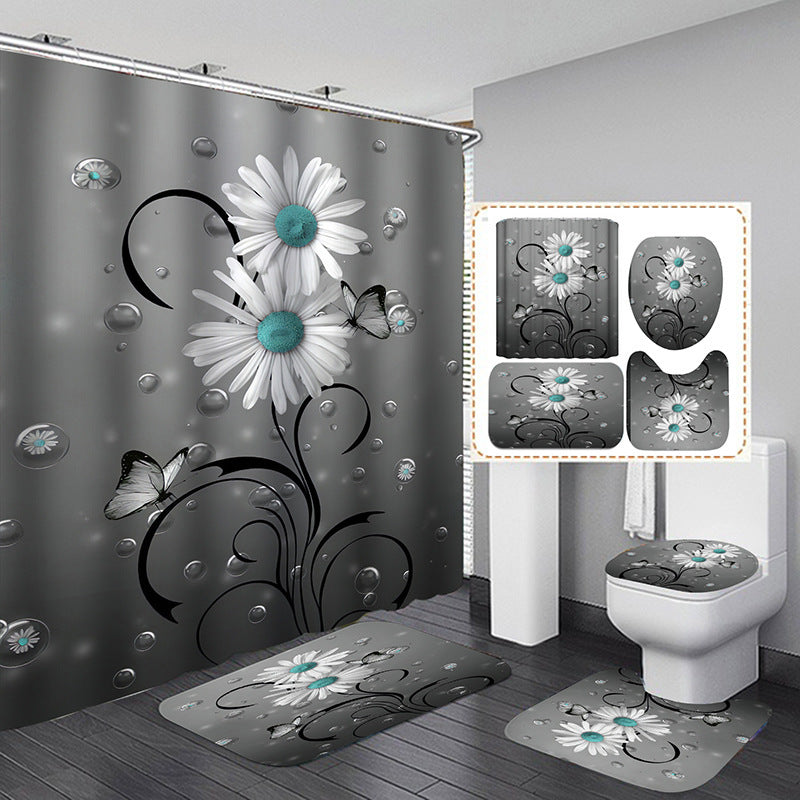 Floral Printing Series Polyester Shower Curtain