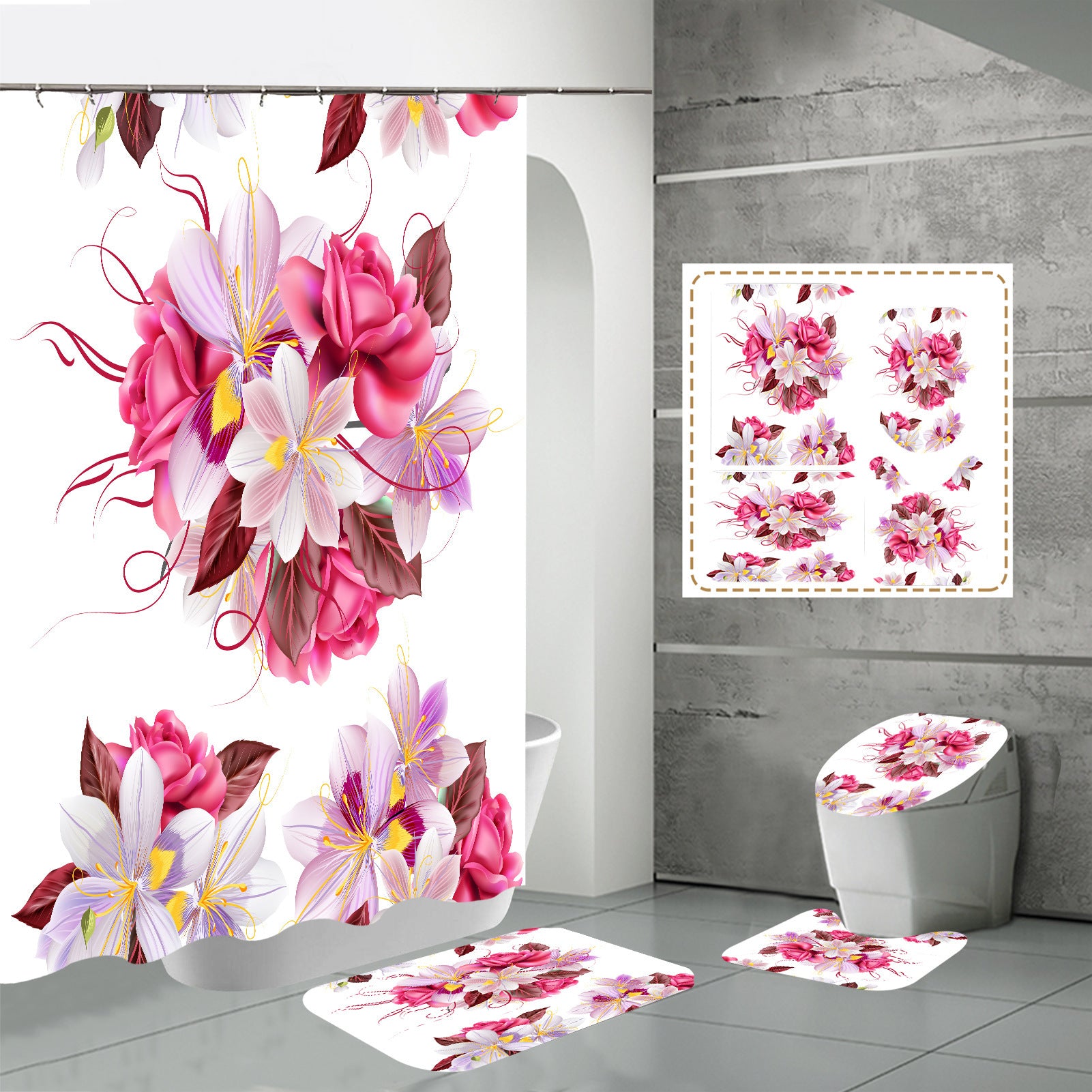 3D HD Digital Printing Bathroom Shower Curtain