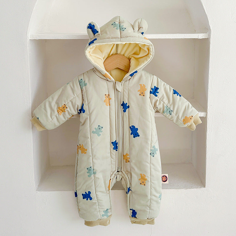 Baby Thickened Cute Cartoon Compressed Cotton Children Thermal Quilted Rompers Jumpsuit