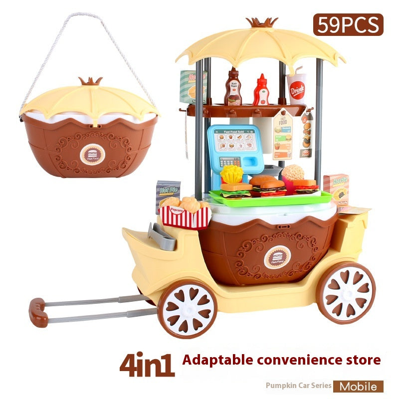 Children Play House Trolley Ice Cream Candy Car Dresser Doctor Toy Kitchen Suit