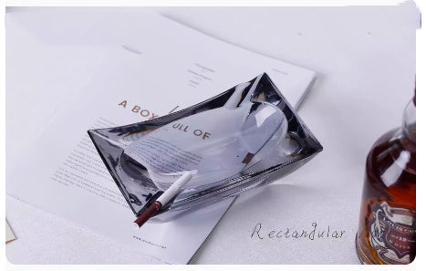 Crystal Glass Gold Rim Ashtray Prevent Fly Ash