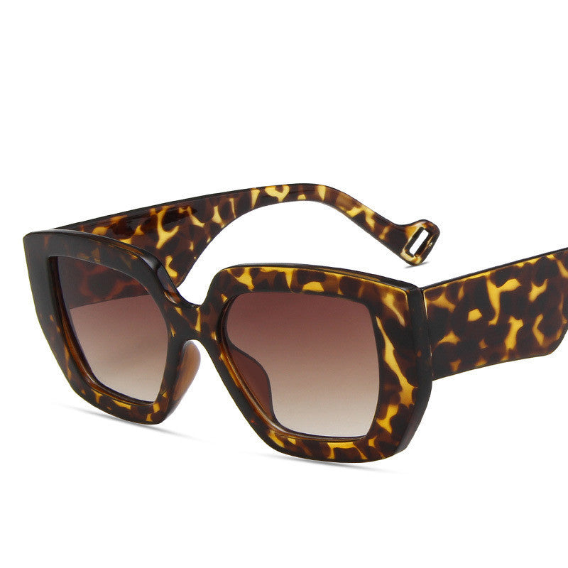 Lunettes de soleil polygonales contrastées pour la personnalité latérale Lunettes de soleil rétro