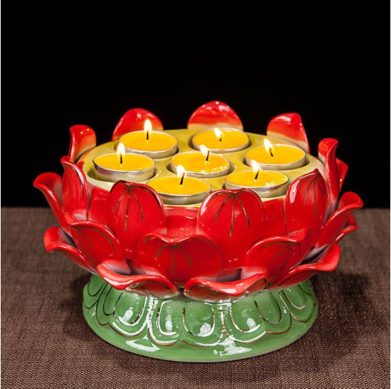 Lotus Butter Lamp Holder Candle Holder Dharma Vessel Dharma Object Ceramic Color