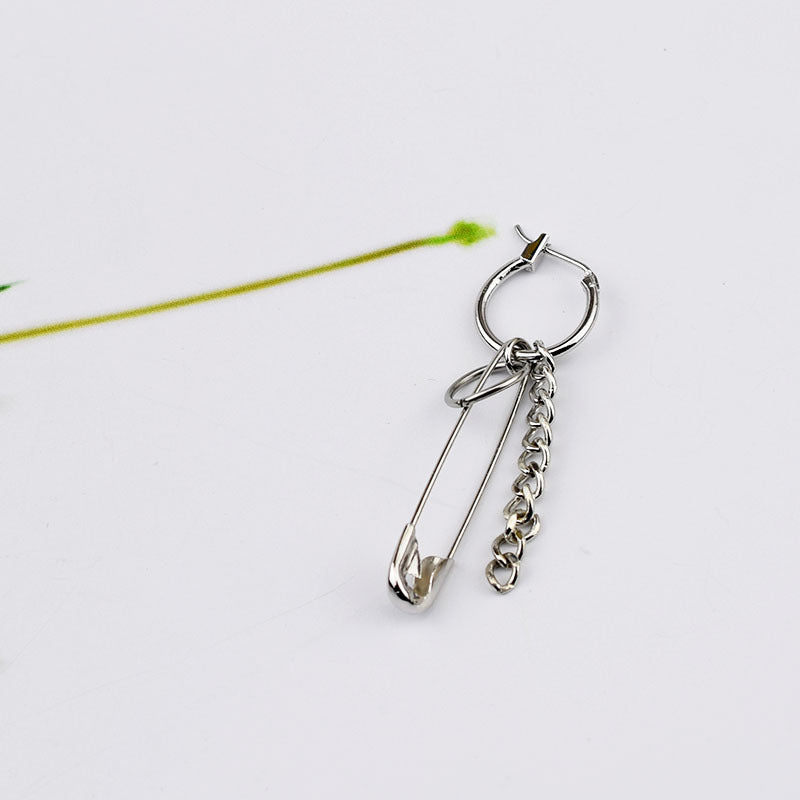 Fringed Chain Feather Earrings Titanium Steel