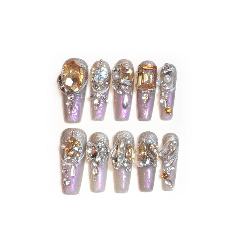 Wear Nail Heavy Industry Luxury Rhinestone Lucky Manicure Handmade Phototherapy Sealing Layer