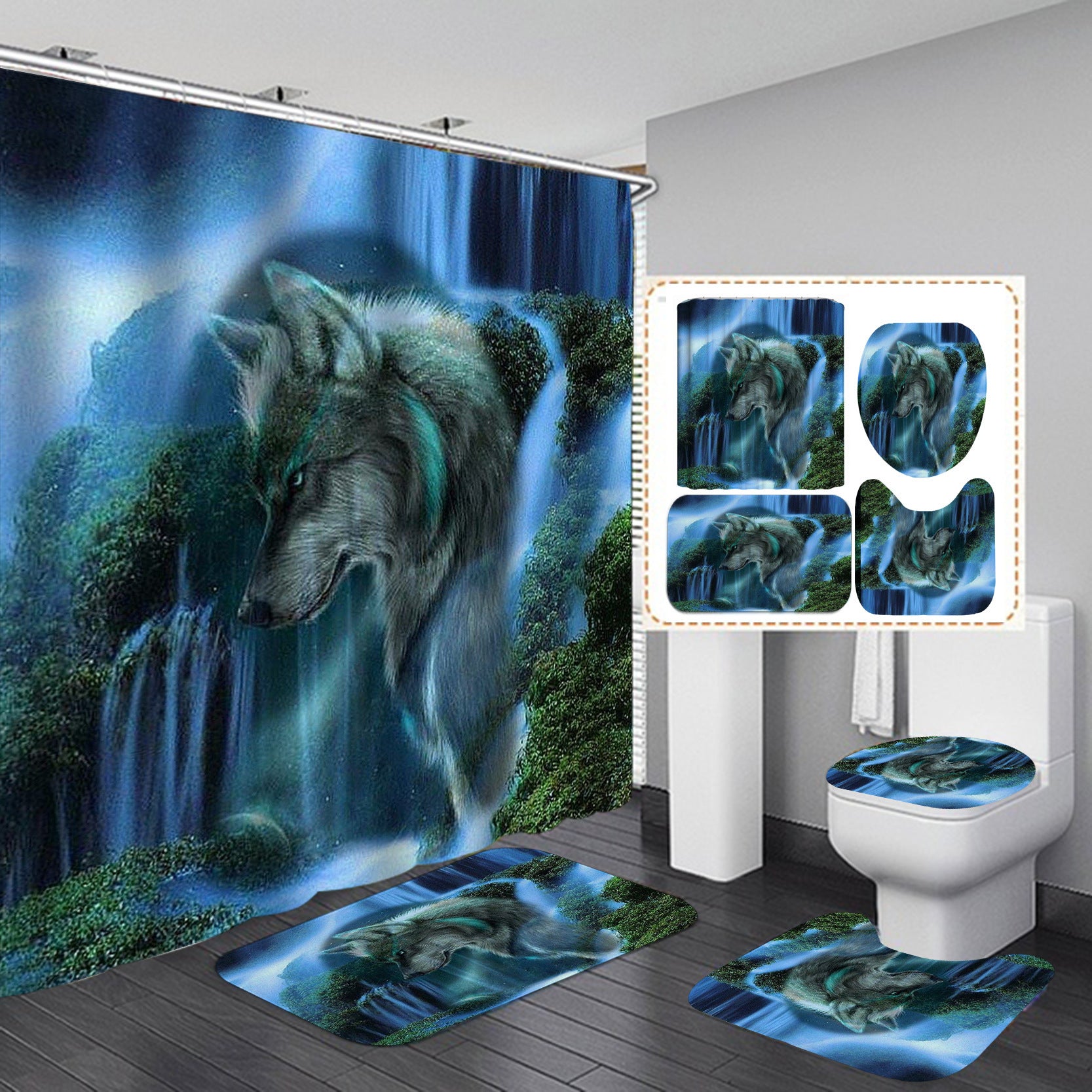 Bathroom Partition Animal Shower Curtain
