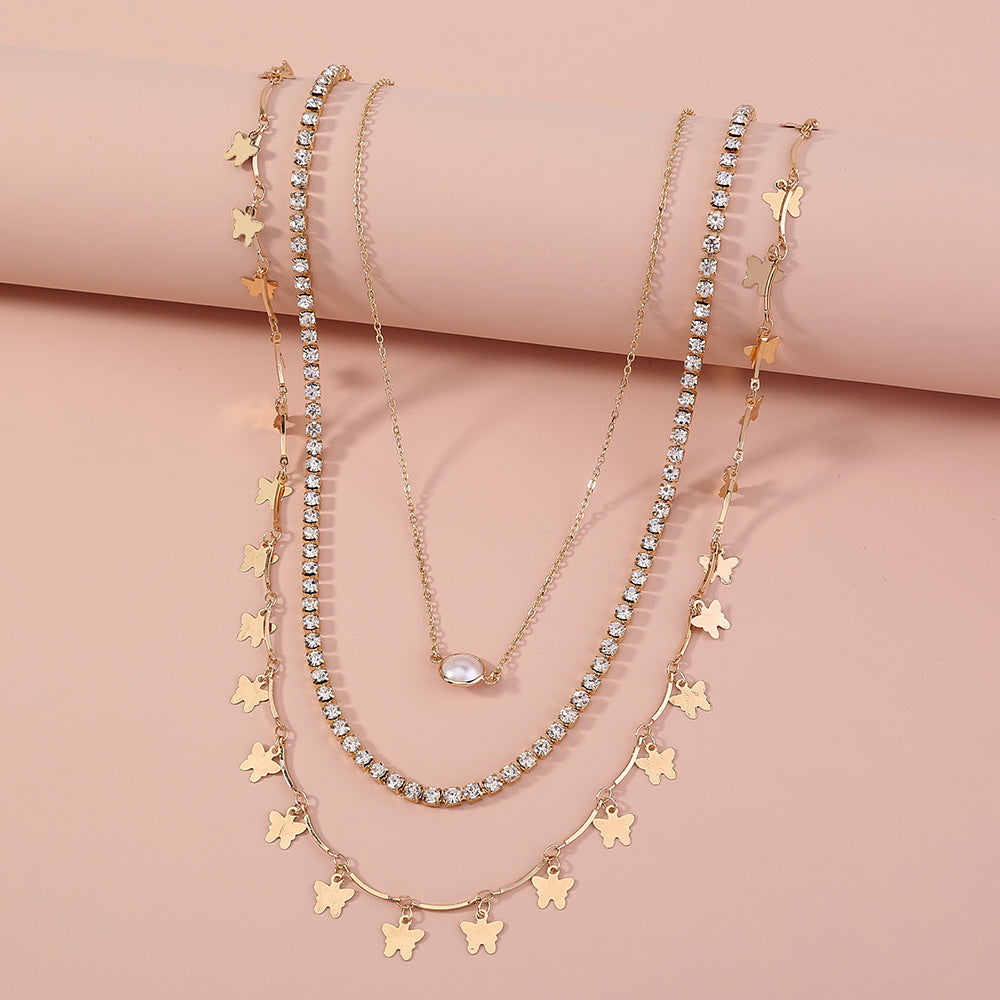 Butterfly Zircon multi-layer necklace