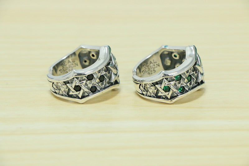 Personalized Six Pointed Star Inlaid Ring