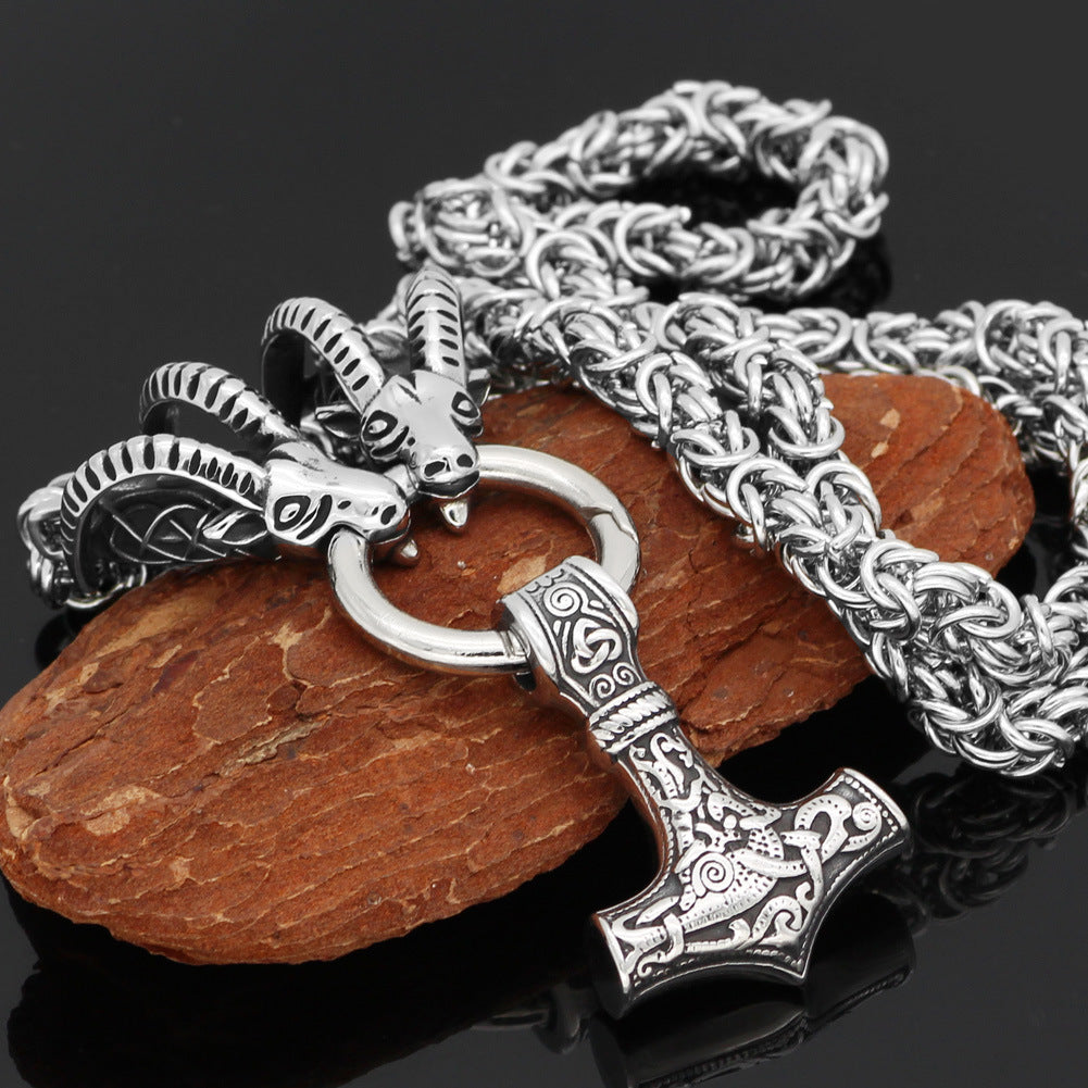Vintage Men's Sheep Head Stainless Steel Pendant Necklace