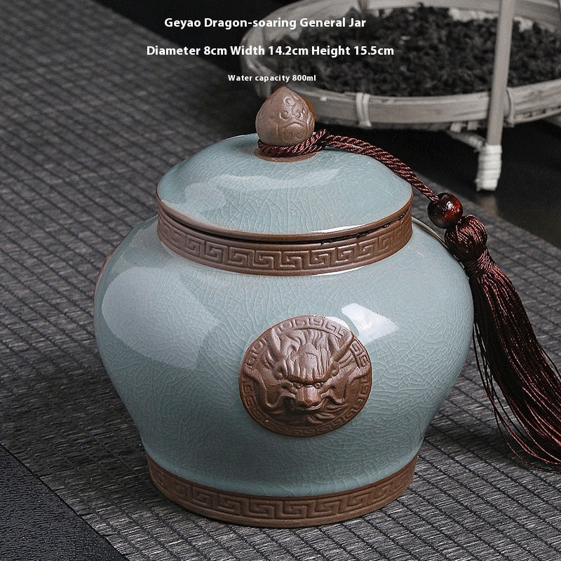 Ge Kiln Tea Jar Relief Sealed Tank Medium Tea Package Box