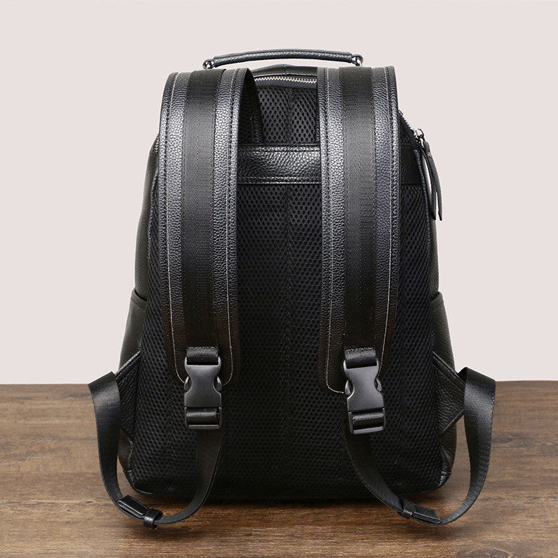 Sac à dos de voyage décontracté en cuir pour homme avec contraste de couleurs