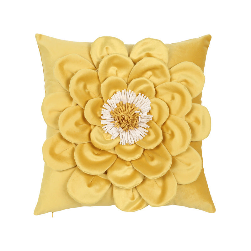 Flower Three-dimensional Embroidered Flannel Pillowcase