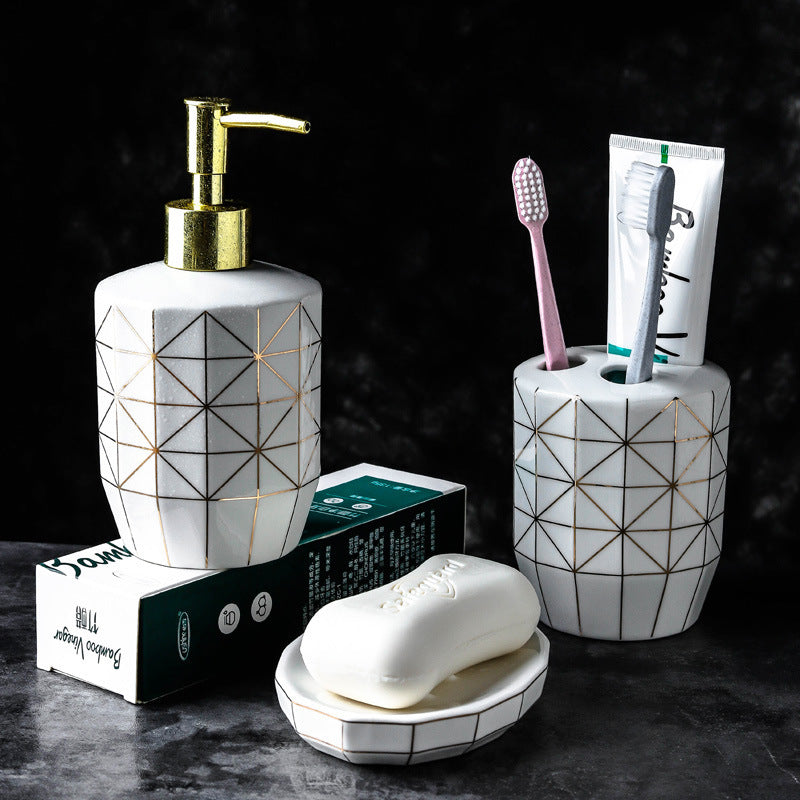 Ceramic Gold Wire Sanitary Ware Five Piece Set