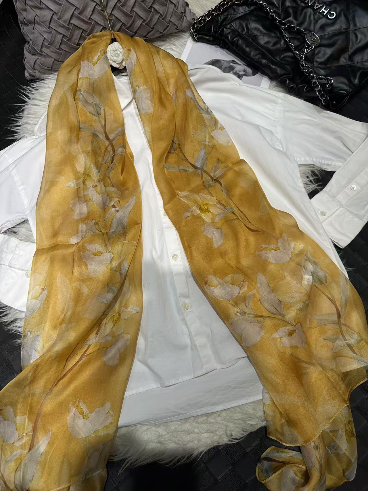 Mulberry Silk Chiffon With Digital Printlightweight Airy And Flowy Summer Sheer Scarf