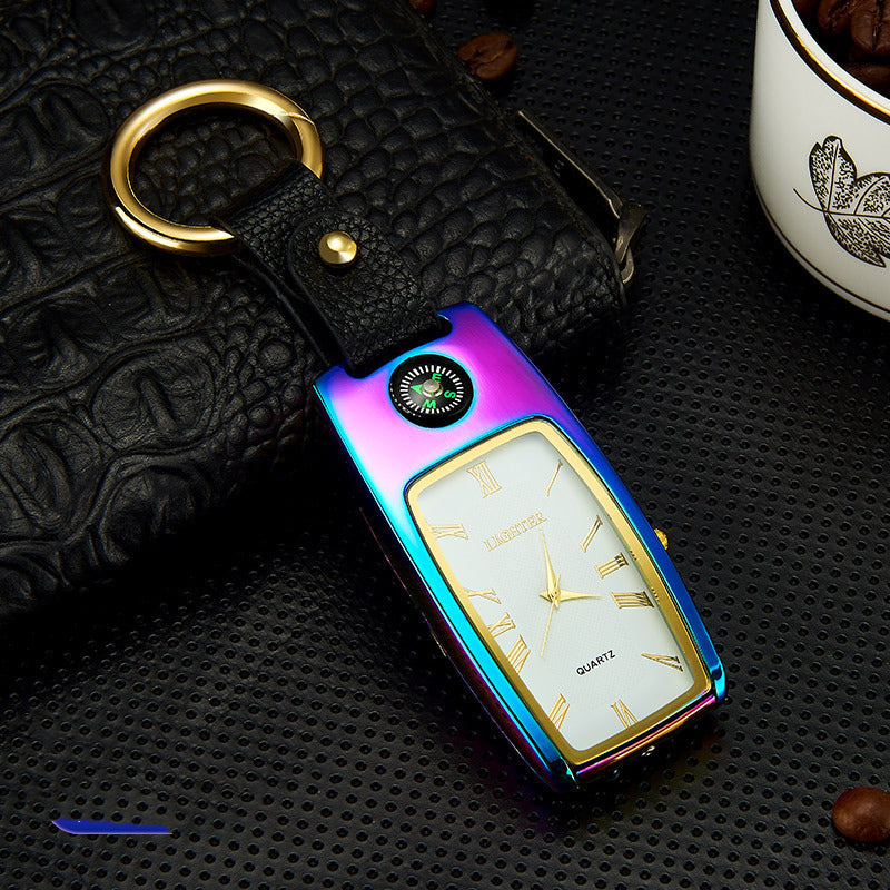 Car Keychain Charging Lighter Creative Watch Windproof