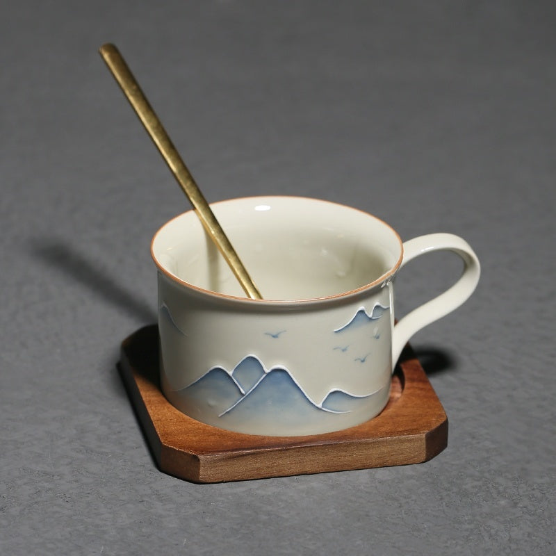 Hand Painted Landscape Coffee Cup Underglaze Household Mug