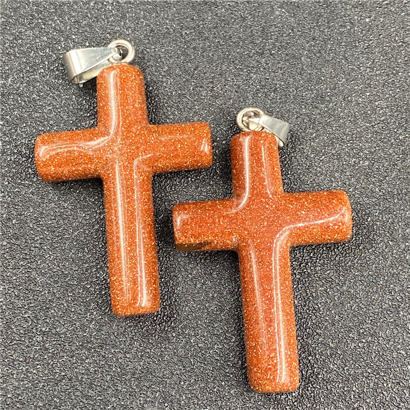 Natural Stone Powder Crystal Agate Semi-precious Stone Cross