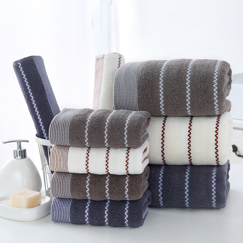 Towel 32-strand Pure Cotton Bath Towel Water Ripple Suit