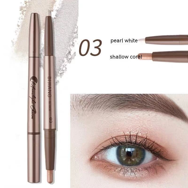 Waterproof Not Smudge Double-headed High-gloss Pearlescent White Champagne Gold Eyeliner Pen