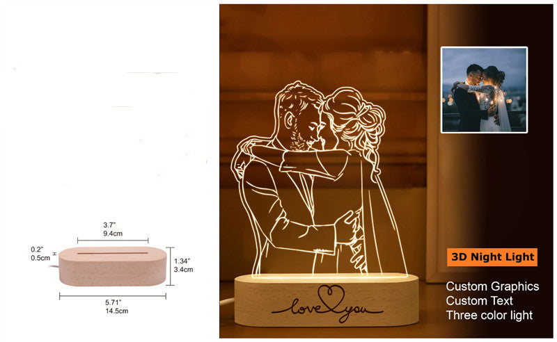 Picture To Make Lovers Acrylic Nightlight Valentine's Day