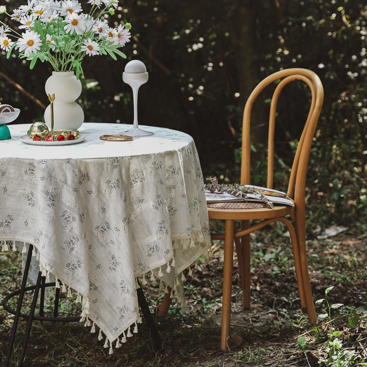 Clove Flower Broken Garden Cotton Linen Table Cloth American Decorative Dining Cloth