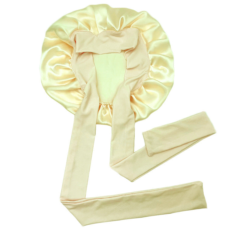 Simple Wide Ribbon Adjustable Silk Nightcap