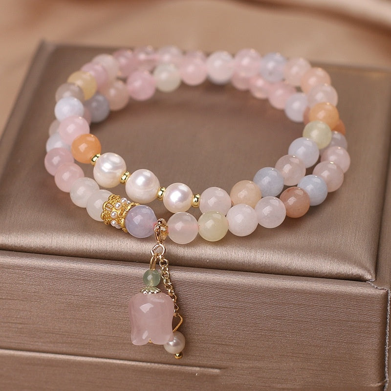Ethnic Style Natural Morganite Bracelet Female Summer