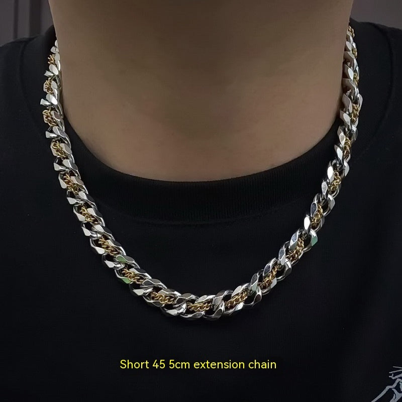 Cuban Golden Titanium Steel Male Clavicle Chain