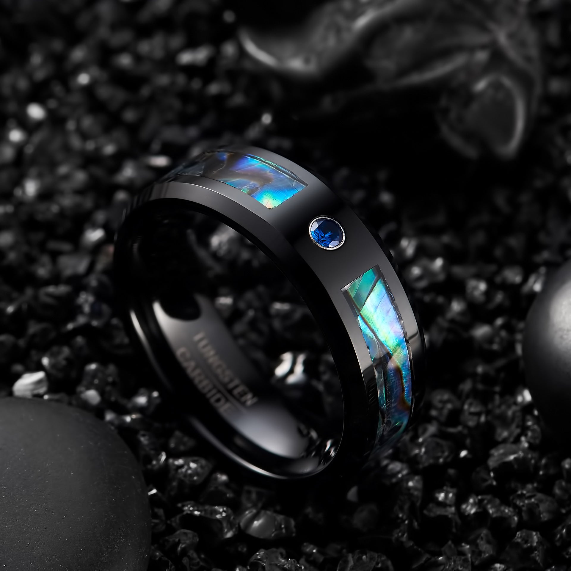 Men's Fashion Plating Zircon Tungsten Steel Ring