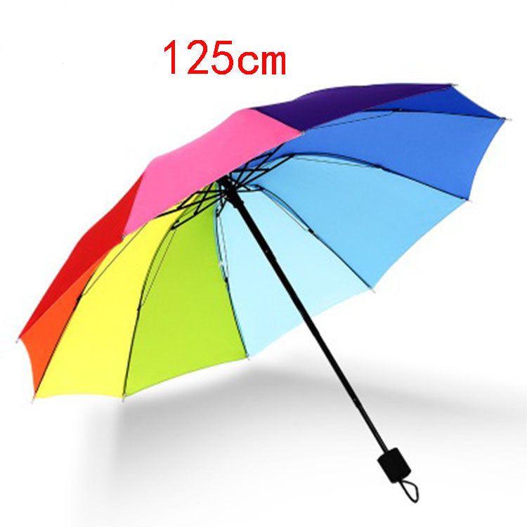 Big Size Rainbow Umbrella For Women Cute Windproof