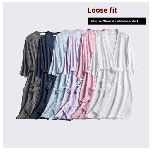 Men's And Women's Pajamas, Waffle Style Couple Bathrobe