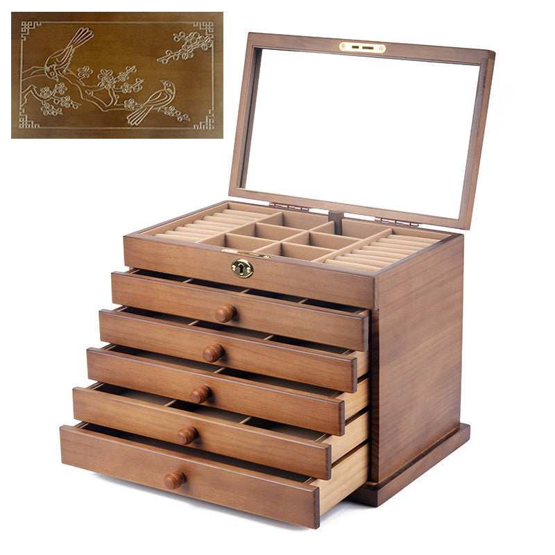 Antique Household Multi-layer Retro Solid Wood Jewelry Storage Box