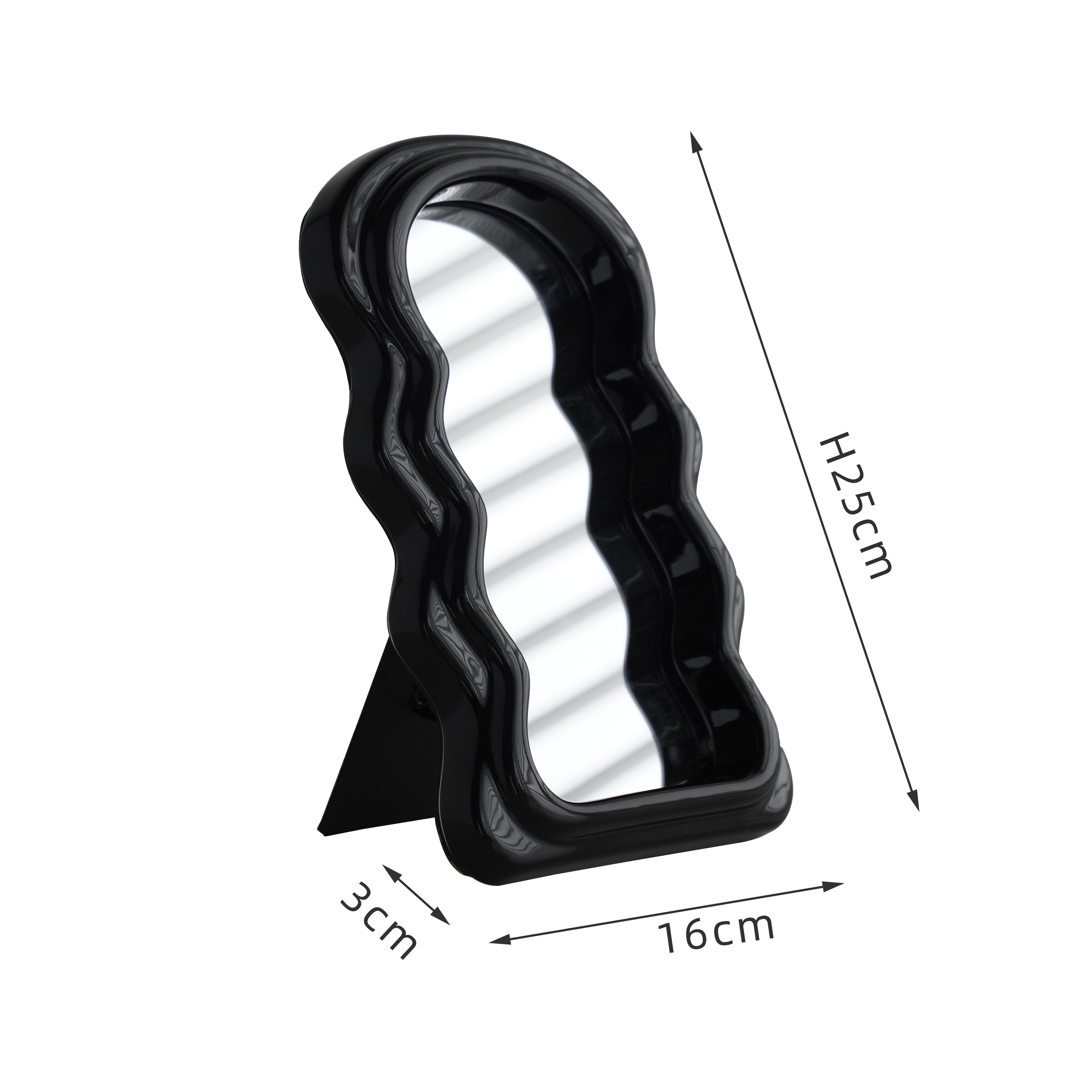 Wave Minimalist Modern Desktop Contoured Makeup Mirror